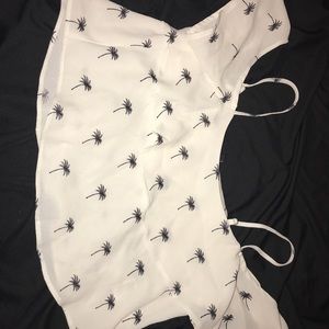 off the shoulder, palm tree printed crop top
